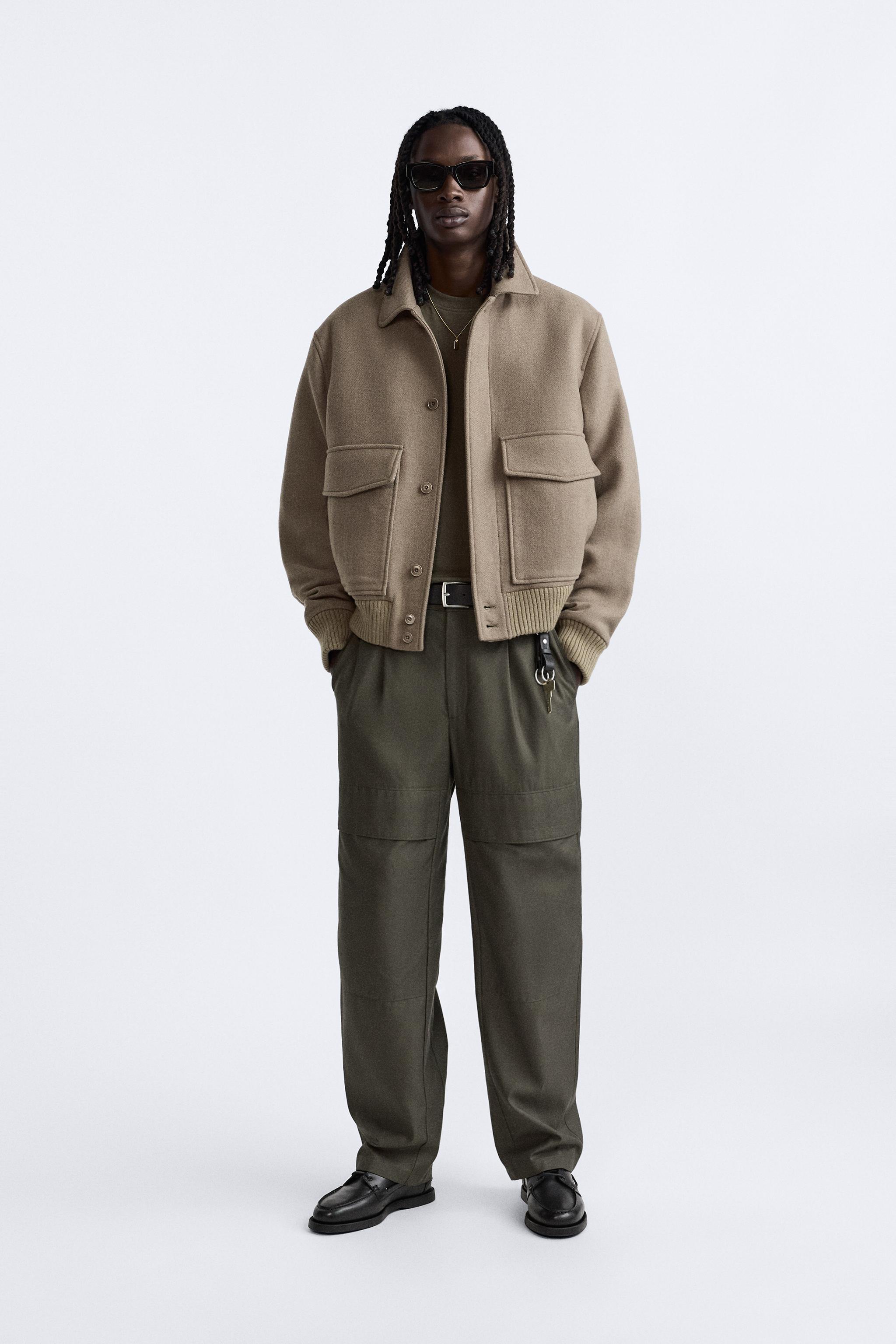 WOOL BLEND JACKET WITH POCKETS - Earth | ZARA United States