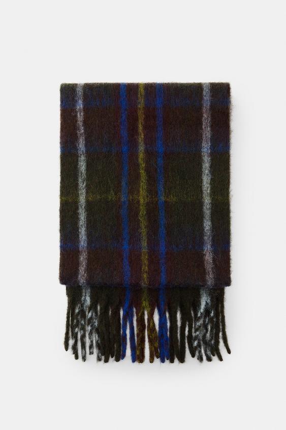 PLAID FRINGED SCARF