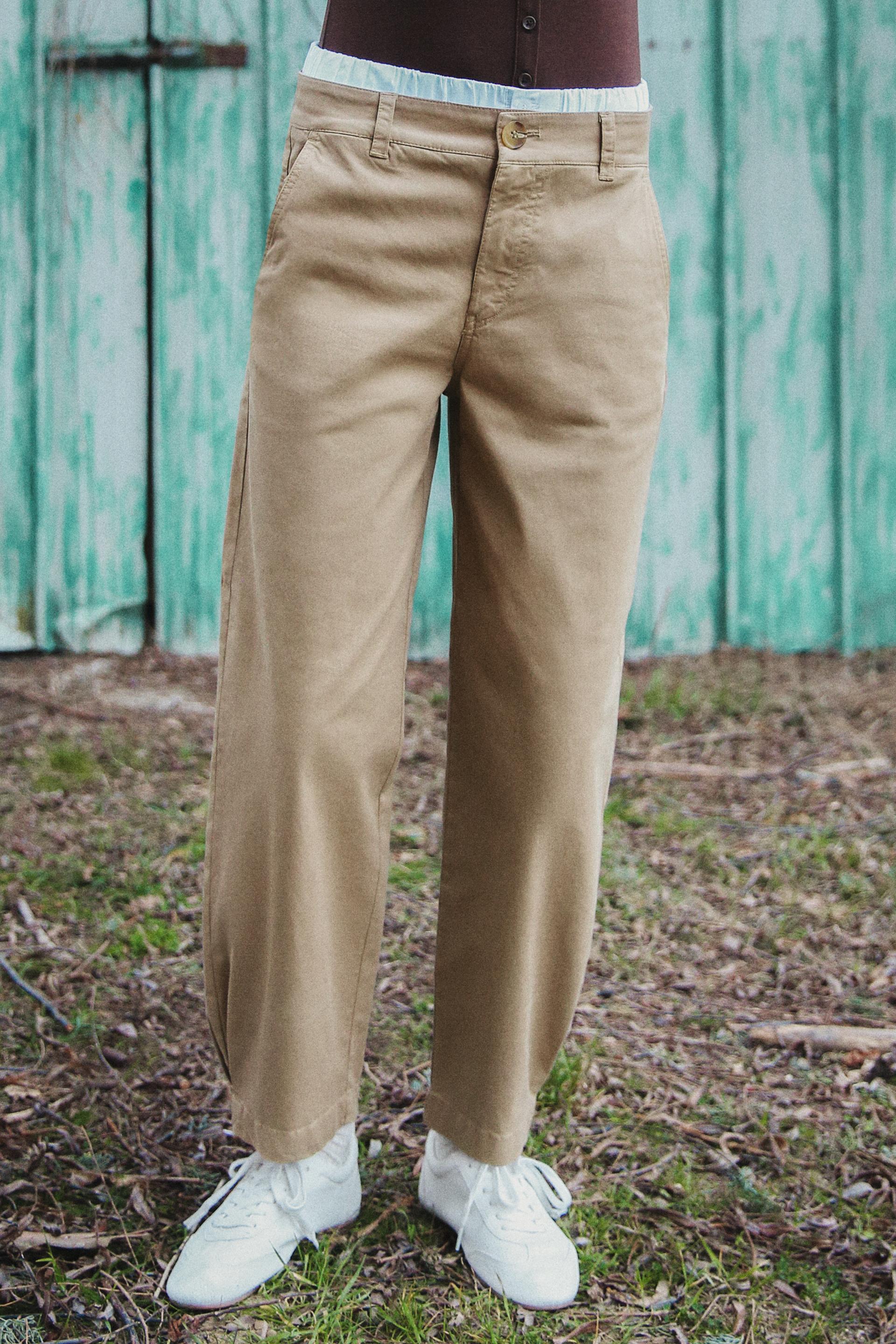 TROUSERS WITH DOUBLE WAISTBAND - LIMITED EDITION - Khaki marl