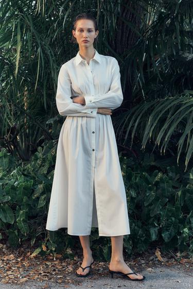 FITTED POPLIN DRESS - White by Zara - Image 0