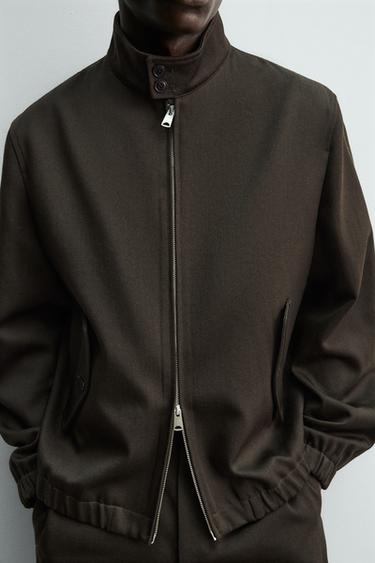 WOOL - COTTON TEXTURED JACKET - Chocolate by Zara - Image 4