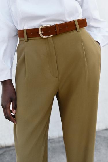 DARTED TROUSERS WITH BELT - Khaki by Zara - Image 4