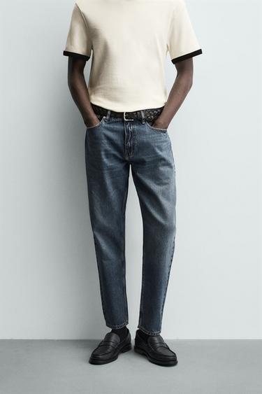 ДЖИНСИ SLIM TAPERED FIT - Блакитний Zara