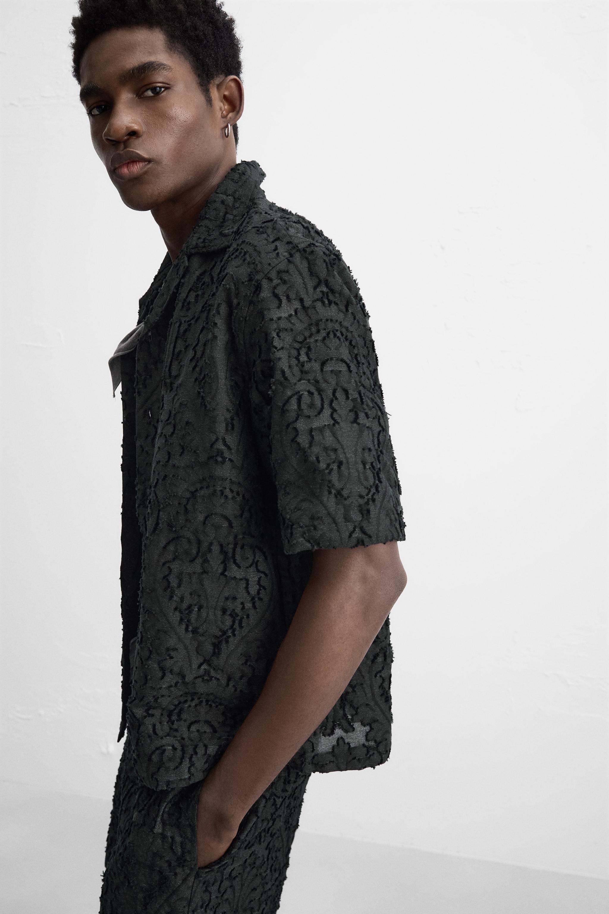 GEOMETRIC JACQUARD SHIRT - Khaki | ZARA United States