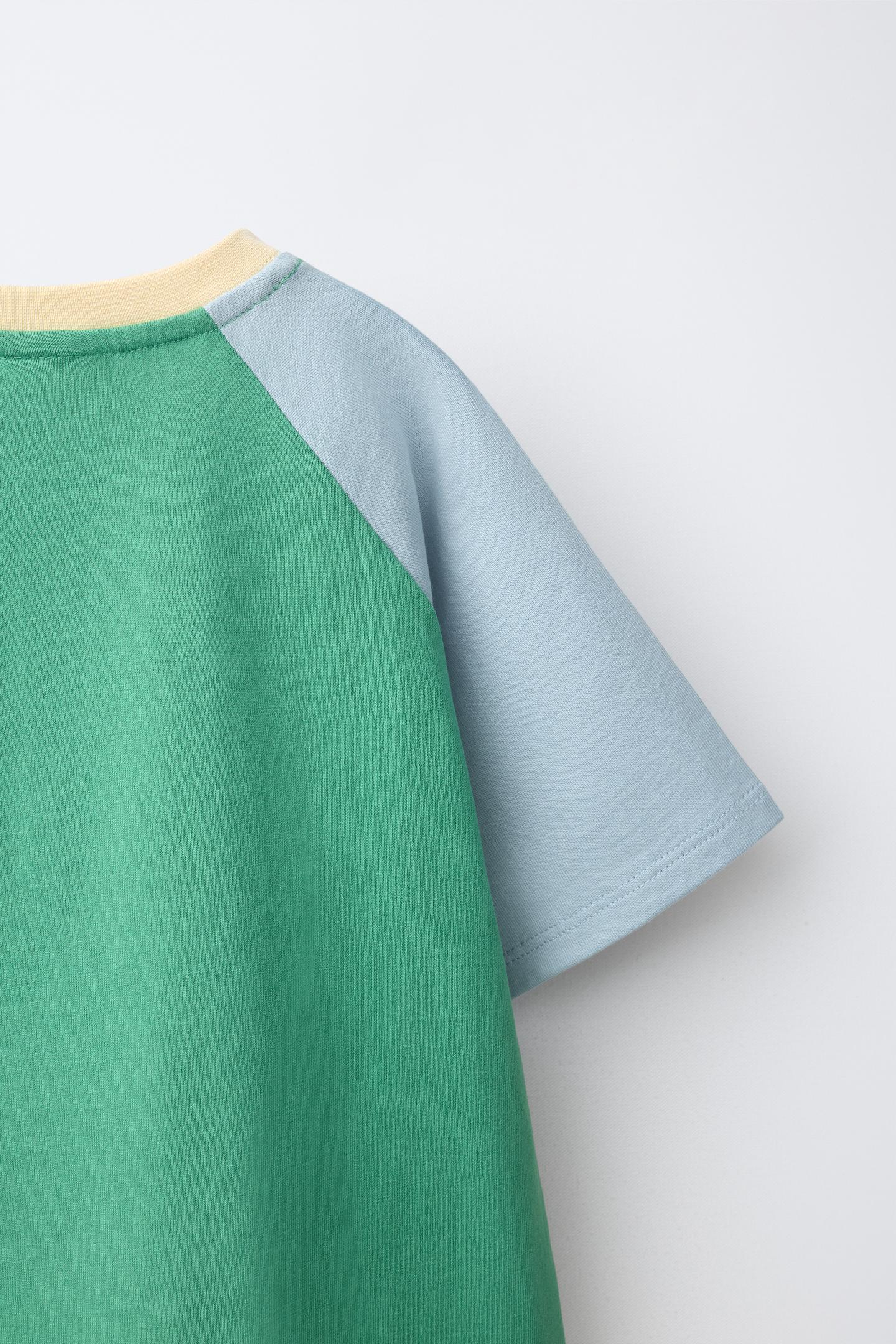 Детская футболка Zara Pluto© Disney Raglan, цвет: Зелёный — фото 4