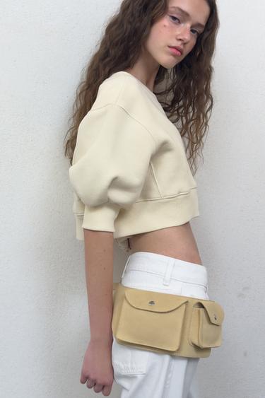 CROPPED VOLUME SWEATSHIRT - Ecru by Zara - Image 2