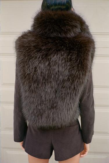 FAUX FUR GILET - Brown by Zara - Image 3