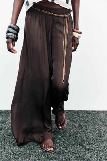WIDE FLOWING TROUSERS - Brown by Zara