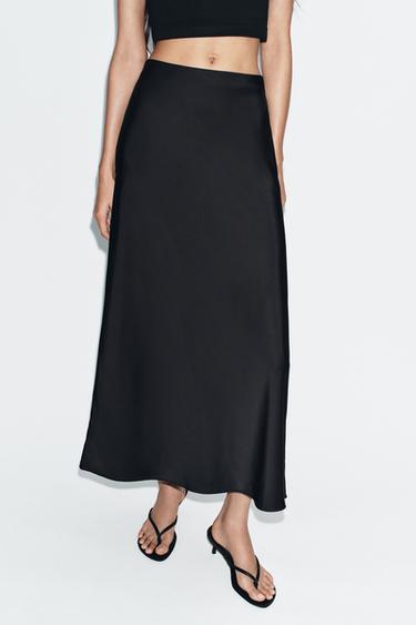 Zara SATENSKA MIDI SUKNJA – Crna