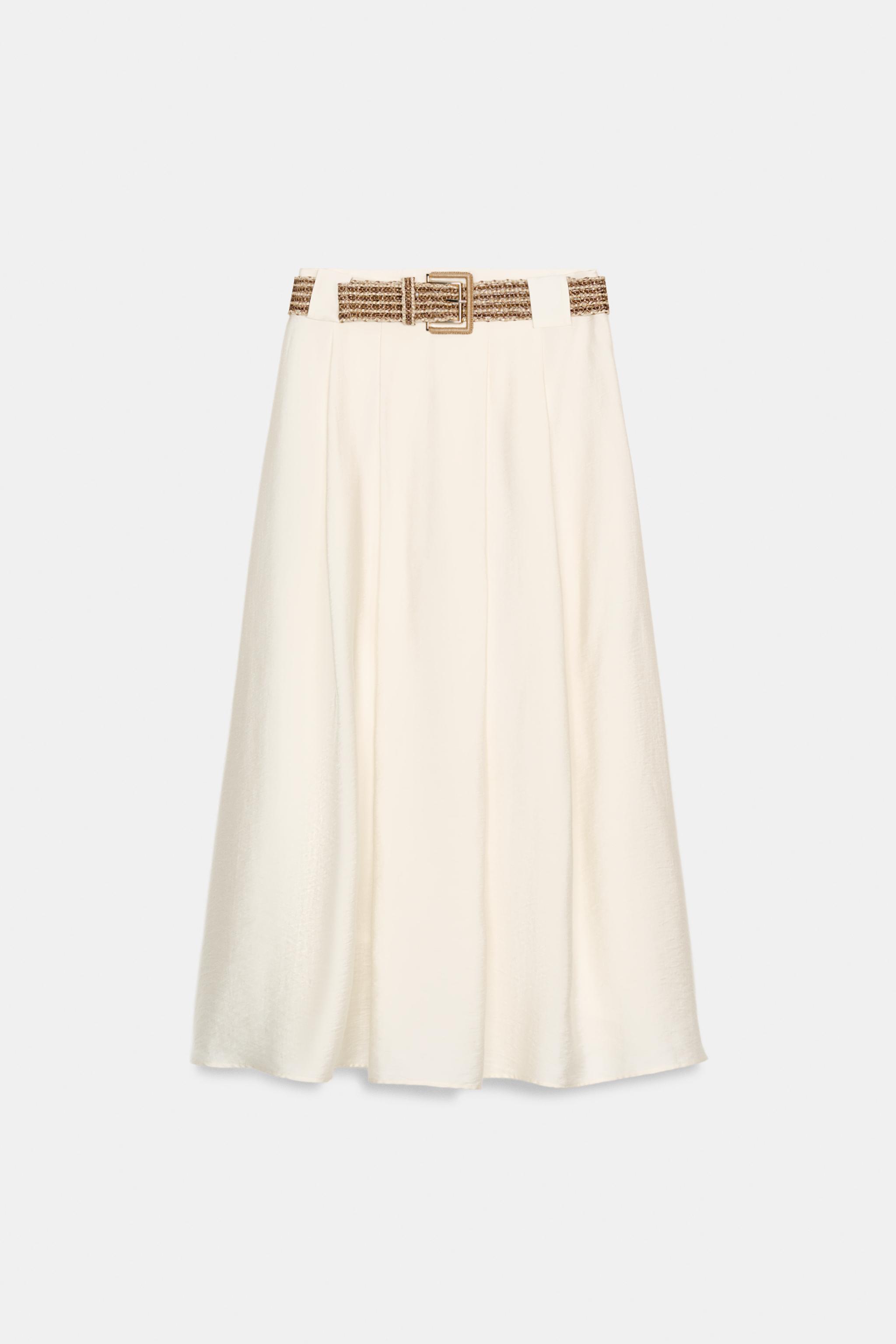 JUPE MI-LONGUE AVEC CEINTURE TRESSÉE