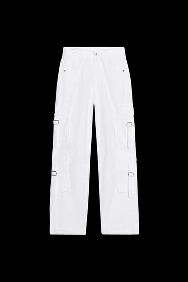 Zara TRF CARGO PANTS - White - Image 0