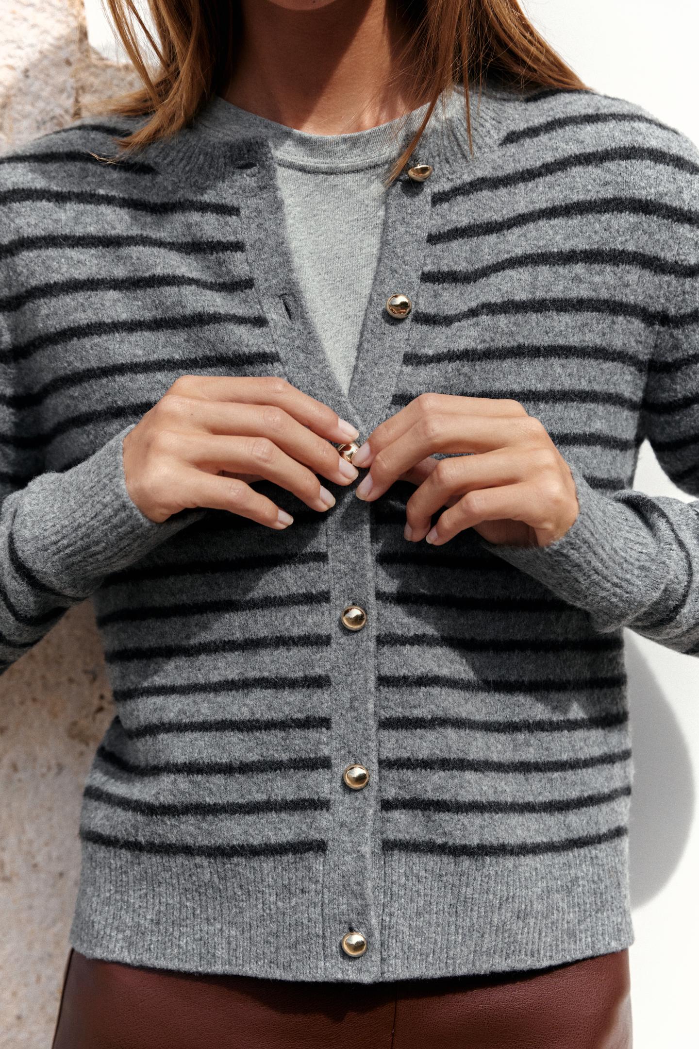 Женские свитеры Zara Striped Cardingan, цвет: Полосатый — фото 4