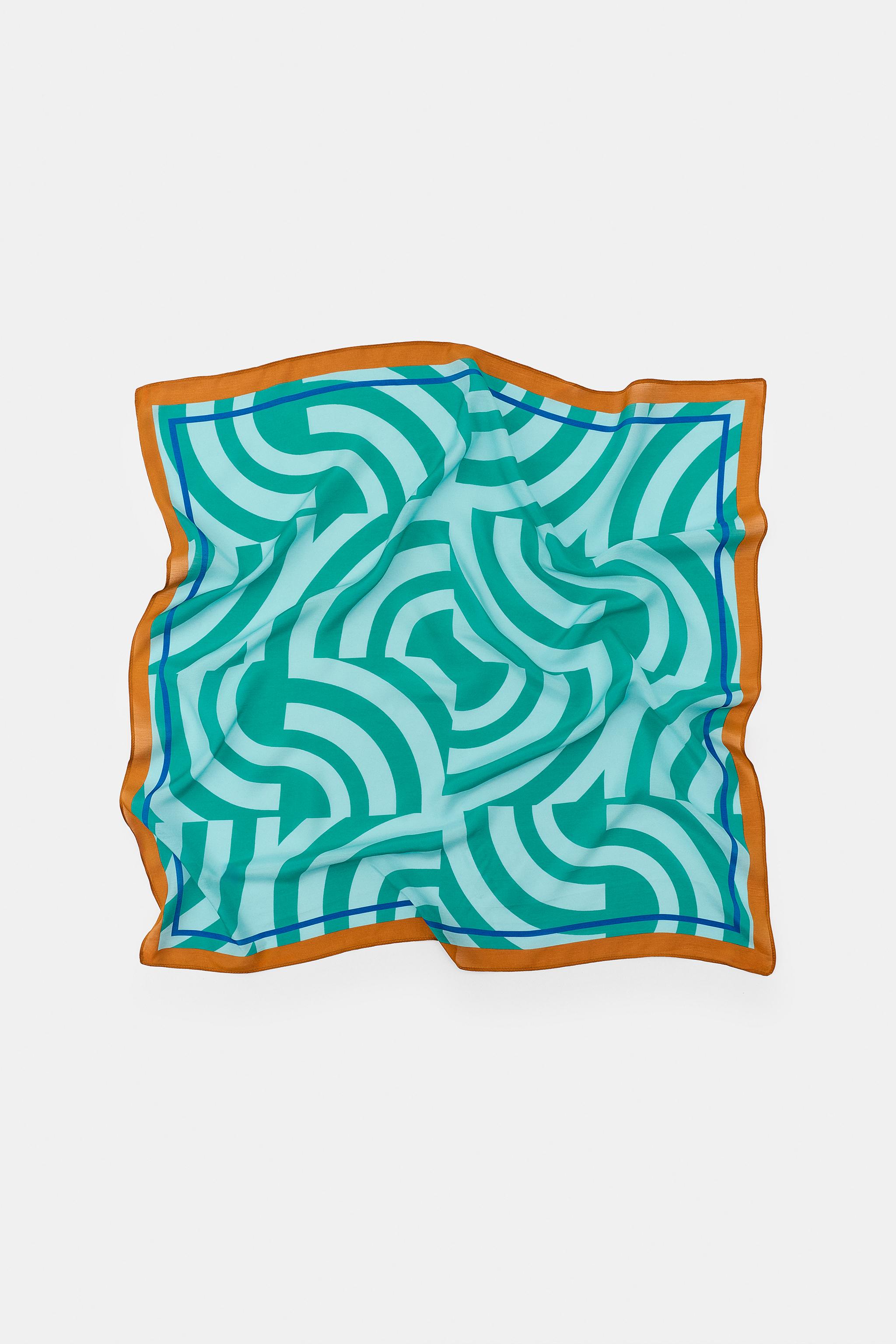Женские аксессуары Zara WAVE PRINT SILK SCARF — фото 3