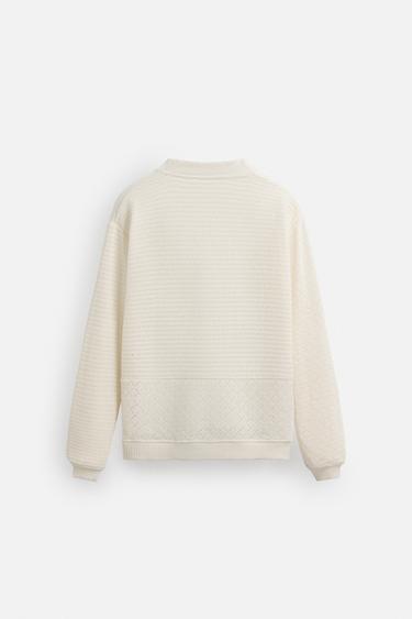COMBINED JACQUARD CARDIGAN - Ecru by Zara - Image 8