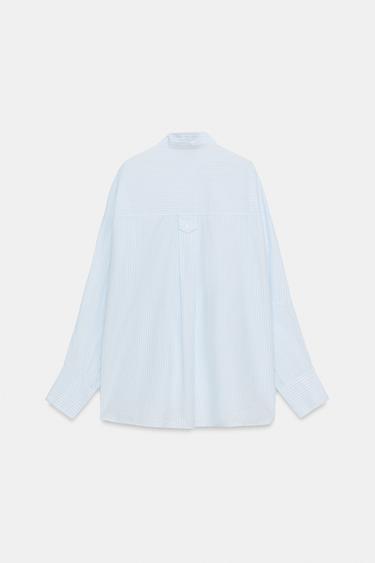 CHEMISE OVERSIZE EN POPELINE - Bleu / Blanc de Zara - Image 5