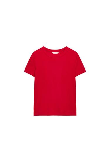 INTERLOCK SHORT SLEEVE T-SHIRT - Bright red by Zara