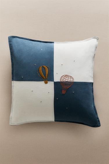Zara KIDS' THROW PILLOW COVER WITH EMBROIDERED BALLOONS - Multicolored