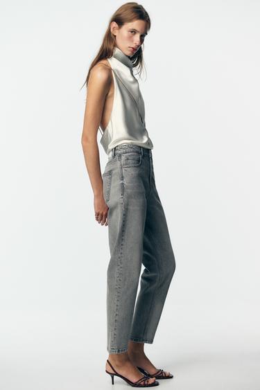 JEANS Z.01 MOM FIT COMFORT MIT HOHEM BUND - Grau von Zara