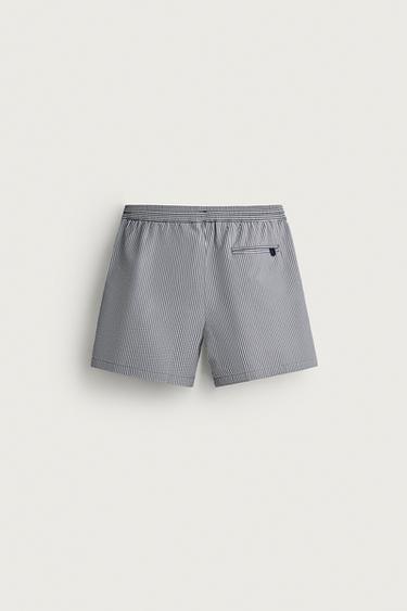 SEERSUCKER MID-LENGTH SWIMSUIT — Navy blue 2