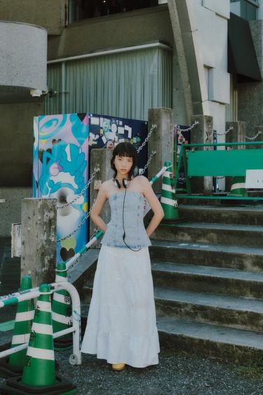 TOP Z1975 デニム ストラップレスライトブルーZaraのTOP Z1975 デニム ストラップレス - ライトブルー