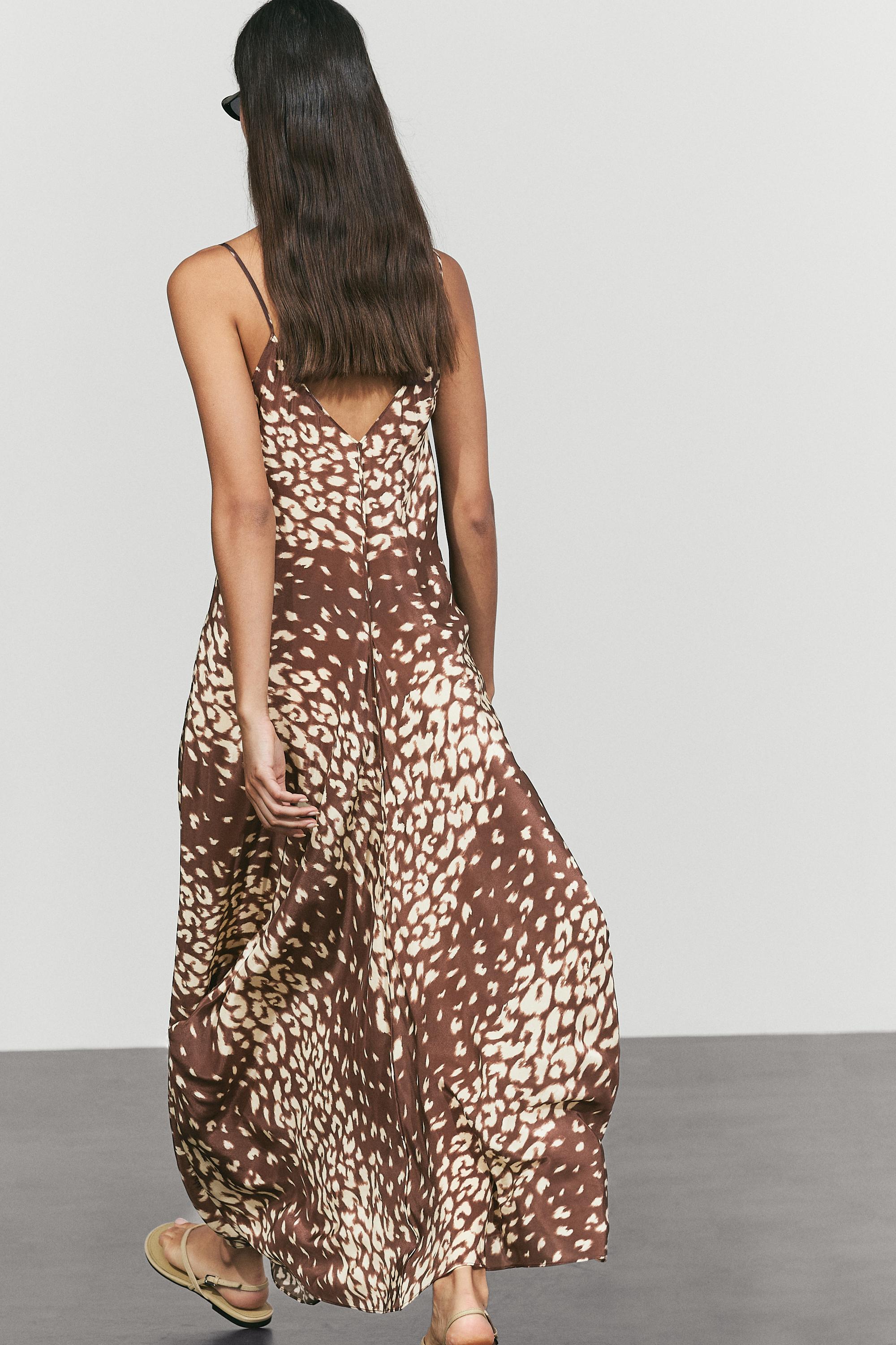 Flowing animal print midi dress