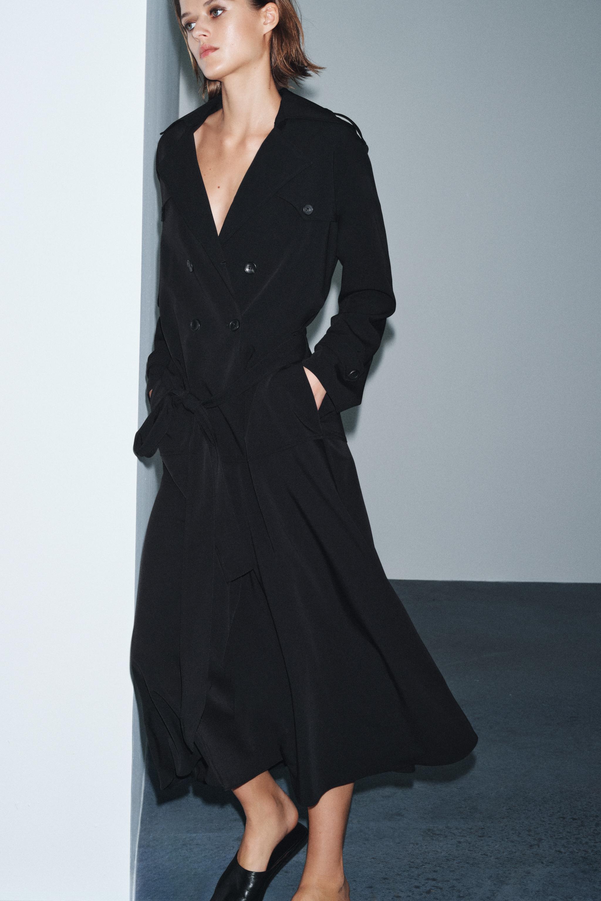 トレンチコート風ミディワンピースZW COLLECTION - ブラック | ZARA