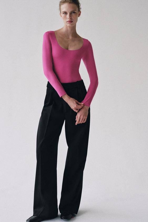 COWL-NECK BODYSUIT - Neon pink by Zara - Image 0