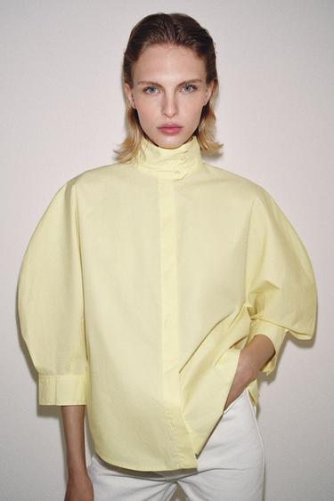 РИЗА С БУФАН РЪКАВ ZW COLLECTION - Жълто от Zara