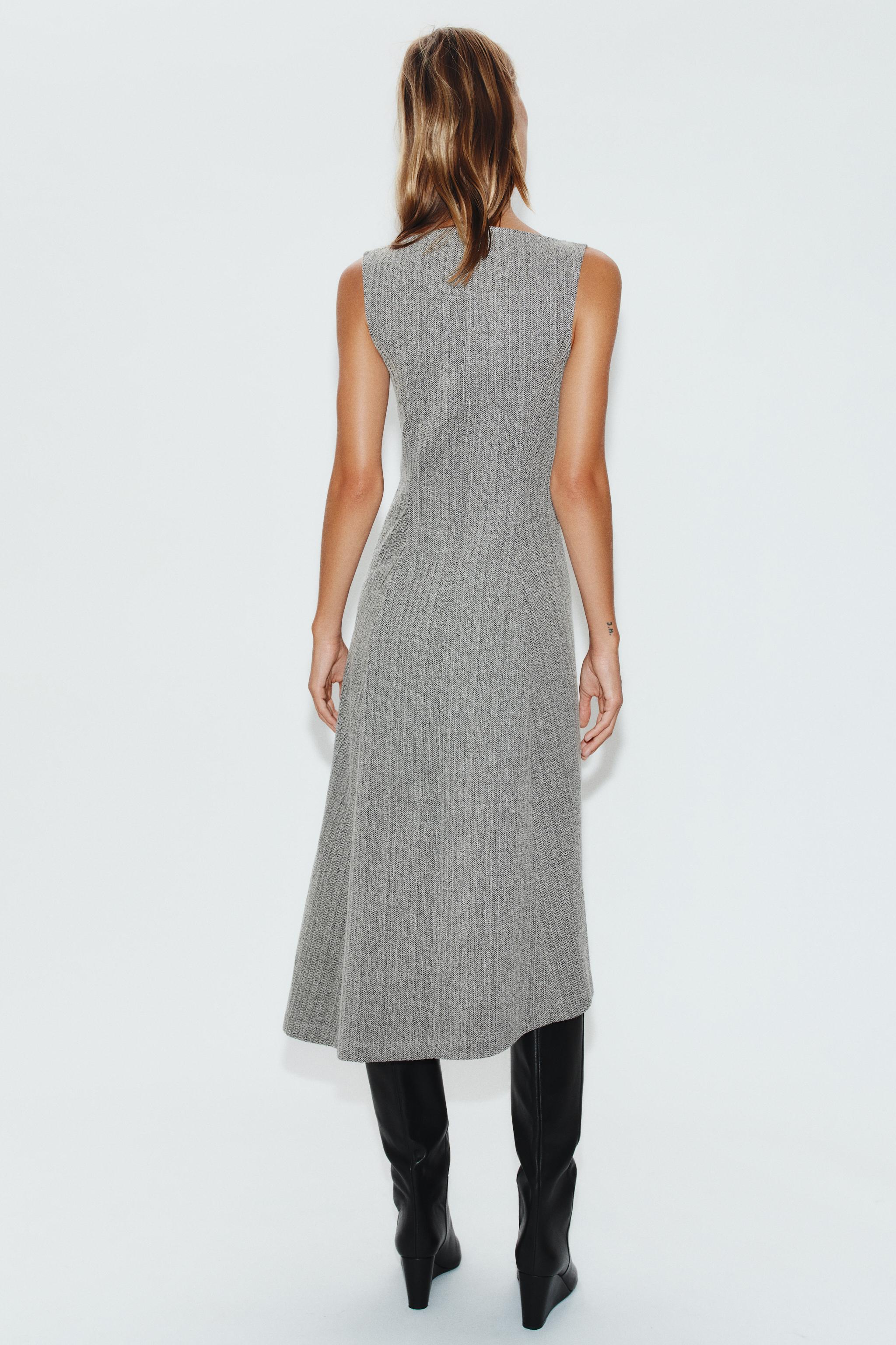 voluminous asymmetric dress zara MIDI - Black / White Size:US Size 22W