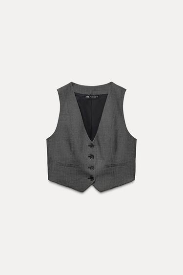 TAILORED WAISTCOAT - Black / White by Zara
