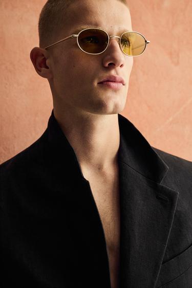 100% LINEN TWILL SUIT BLAZER AARON LEVINE X ZARA - Black by Zara