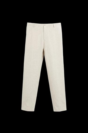 100% LINEN TROUSERS - Light beige by Zara