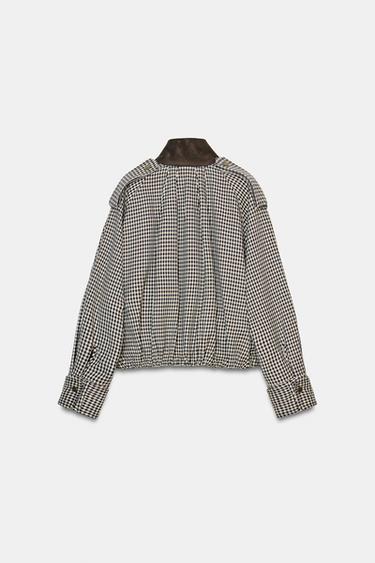 ZW COLLECTION CHECK BOMBER JACKET - Brown by Zara - Image 6