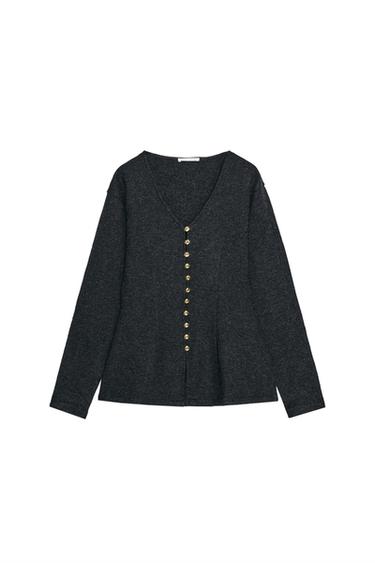 CHAQUETA PEPLUM BOTONES - Gris medio de Zara