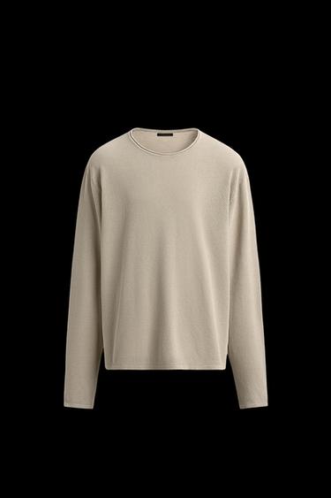 TEXTURED WASHED SWEATER - Sand by Zara