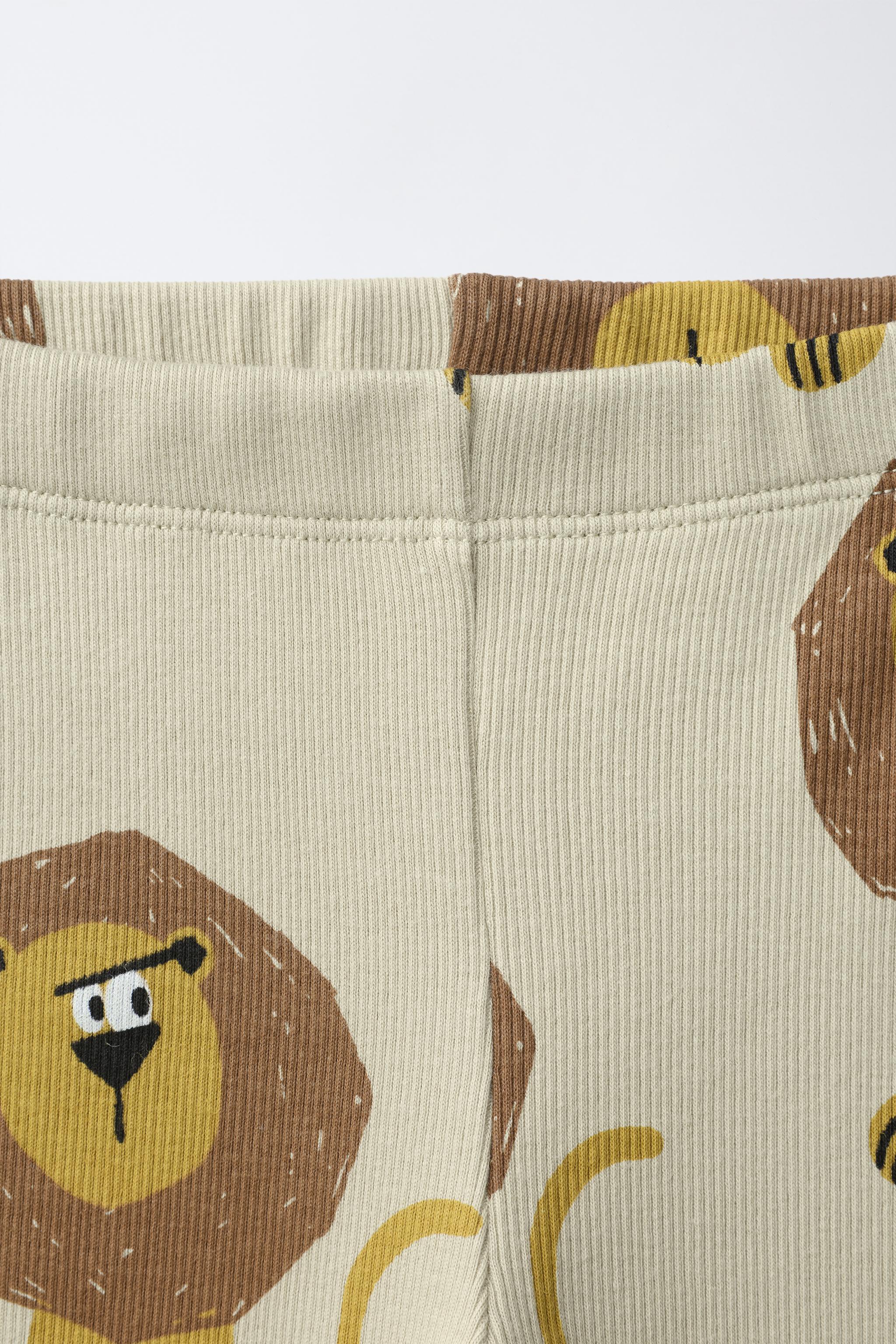 LION PRINT RIBBED LEGGINGS
