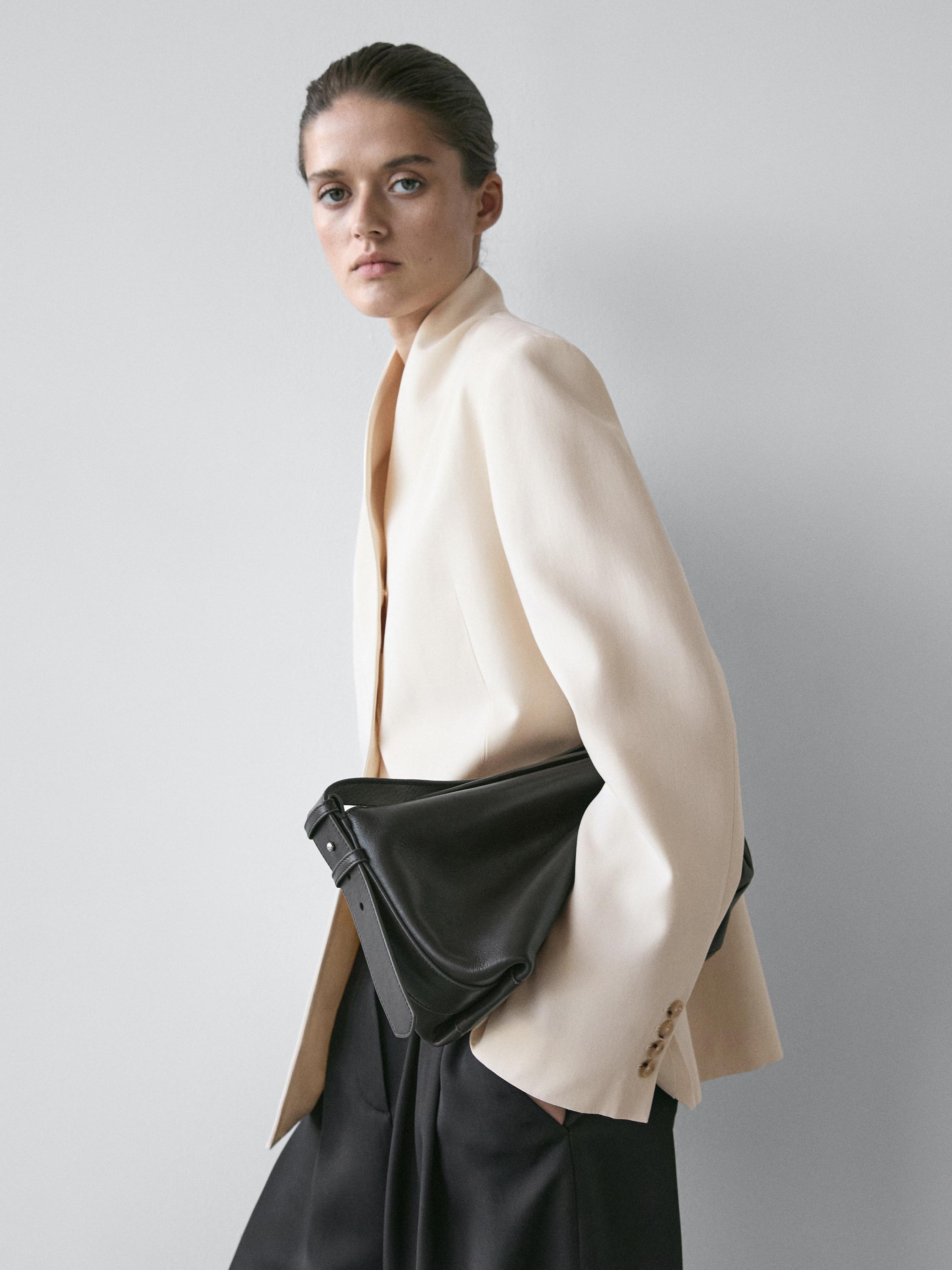 High neck satin blazer