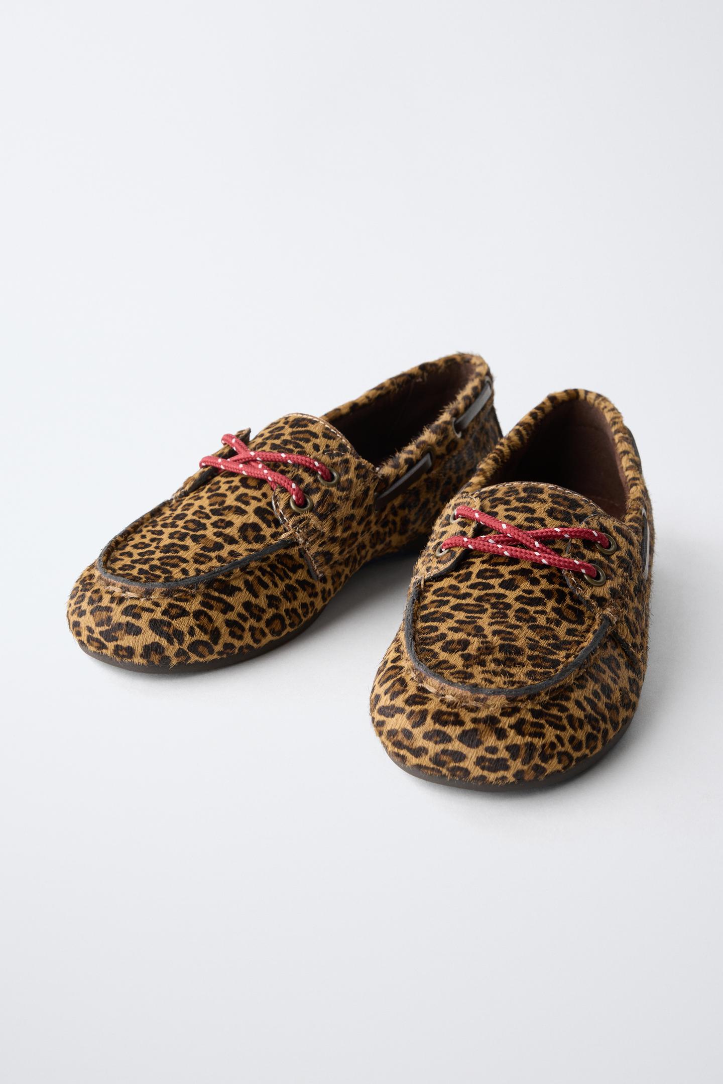 Детские мокасины Zara Leopard Print Leather, цвет: Коричневый — фото 3