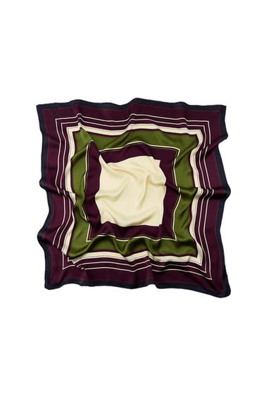 Zara STRIPED PRINT SCARF - Eggplant