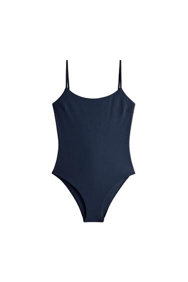 Zara BEACH SWIMSUIT WITH THIN STRAPS - Blue