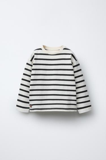 CAMISETA RAYAS HEAVY WEIGHT BORDADO - Negro / Blanco de Zara