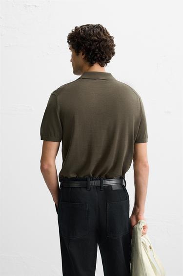 KNIT COTTON - SILK POLO SHIRT - Moss green by Zara - Image 2