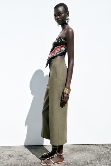 RUSTIC STRAIGHT-LEG TROUSERS - Khaki by Zara - Image 3
