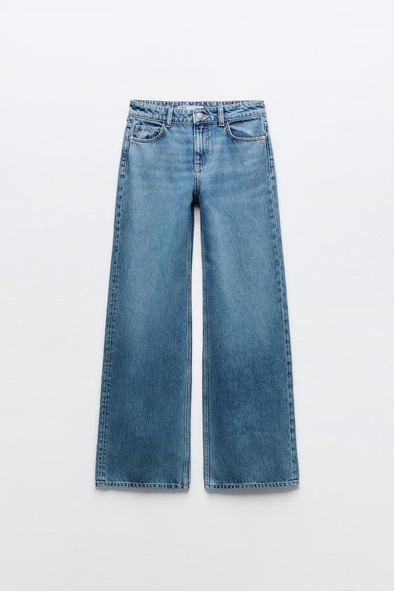 Zara Womens Baggy Jeans US 0 EU 32 High Waisted Straight Blue 5862/059 NWT