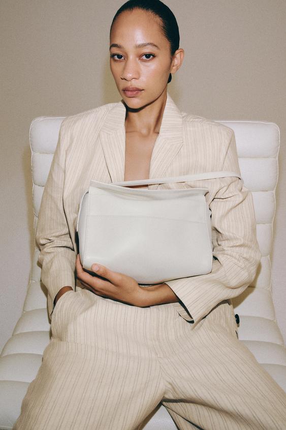 BOLSO DE HOMBRO PIEL - blanco de Zara - Imagen 0