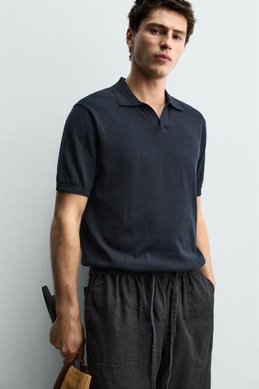 POLO EN MAILLE REGULAR FIT - Bleu marine foncé de Zara - Image 5