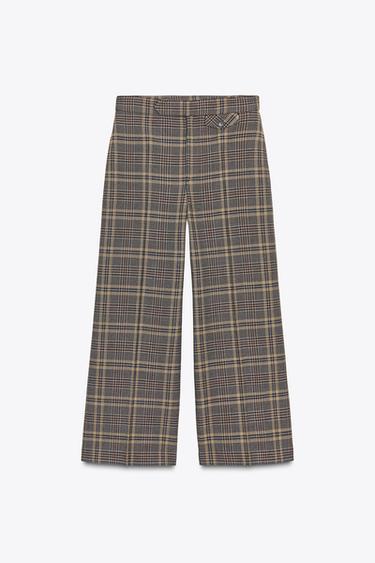 Zara ZW COLLECTION PLAID ANKLE PANTS - Multicolored