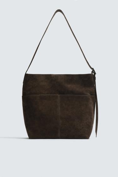 LEATHER TOTE BAG - Brown by Zara