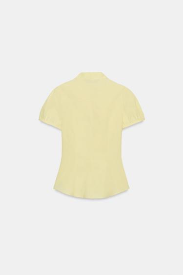 TOP EN POPELINE À NŒUD - Jaune clair de Zara - Image 7