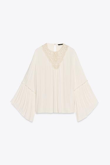 FLOWING BLOUSE WITH GATHERED DETAIL - Ecru by Zara - Image 5